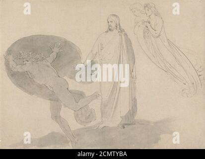 John Flaxman - Get Thee Behind Me, Satan Stock Photo