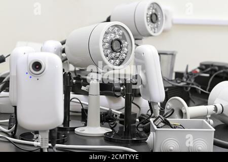 different security cameras pre-wired Stock Photo