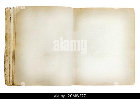 old revealed notebook isolated on white background Stock Photo