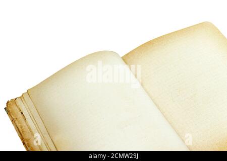 old open notebook close-up isolated on white background Stock Photo