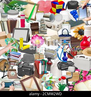 simple collage of isolated objects on white background Stock Photo