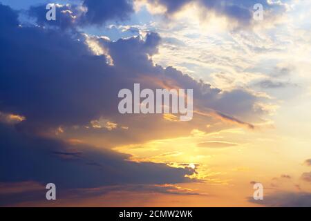 Sky with cirrus clouds in the sunset Stock Photo