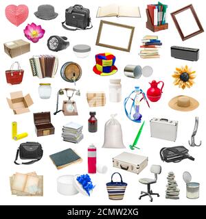 simple collage of isolated objects on white background Stock Photo
