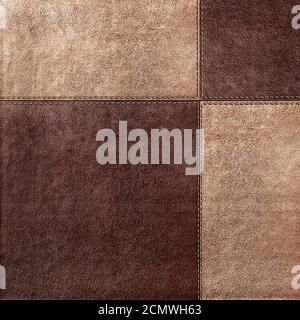 Combined stitched leather background in vintage style Stock Photo