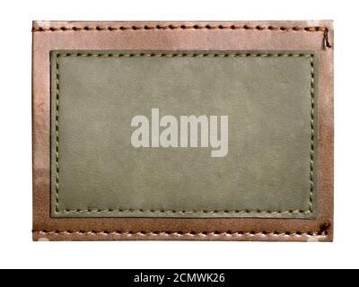 Blank leather jeans label isolated on white background Stock Photo