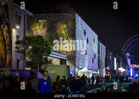 Festival of Lights in Lausanne, Switzerland at night Stock Photo