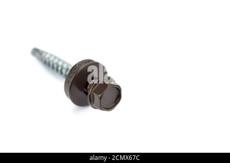 Tapping screw for mounting metal roof Stock Photo