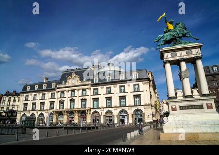 Clermont Ferrand - 08/24/2020 :Equestrian statue of Vercingetorix in place de Jaude Stock Photo