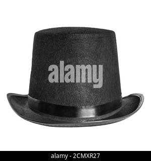 black felt hat isolated on white background. front view Stock Photo