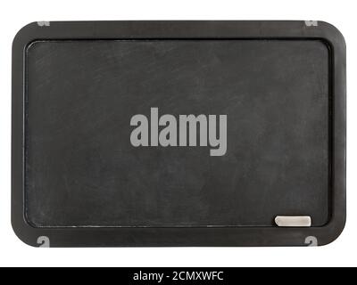 Black plastic whiteboard with chalk isolated on a white background Stock Photo