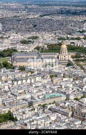 Aerial view of Paris with a view of Les Invalides Stock Photo