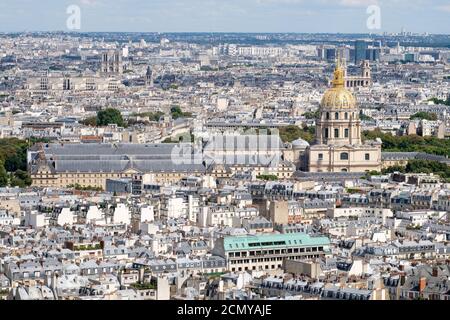 Aerial view of central Paris including Les Invalides Stock Photo