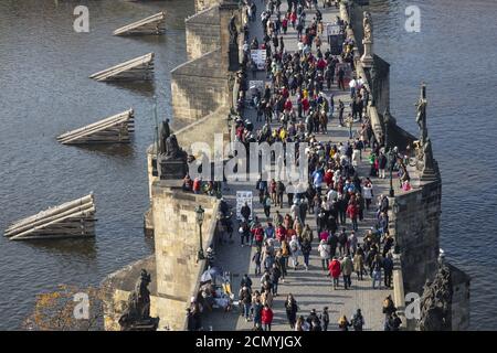 People on the Charles bridge, Prague Stock Photo