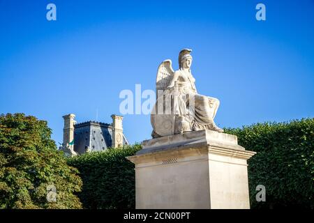 Victorious France statue near the Triumphal Arch of the Carrousel, Paris Stock Photo