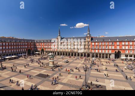 Madrid Spain, aerial view city skyline at Plaza Mayor Stock Photo