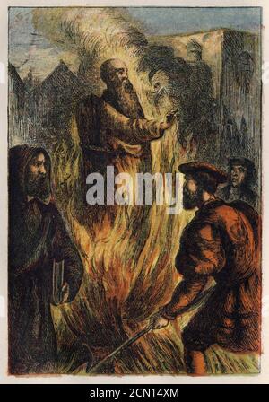 Joseph Martin Kronheim - Foxe's Book of Martyrs Plate VII - Death of Cranmer. Stock Photo