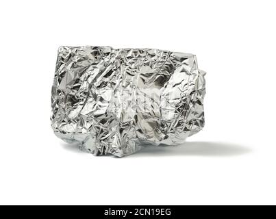 frosted crumpled piece of foil isolated on white background Stock Photo