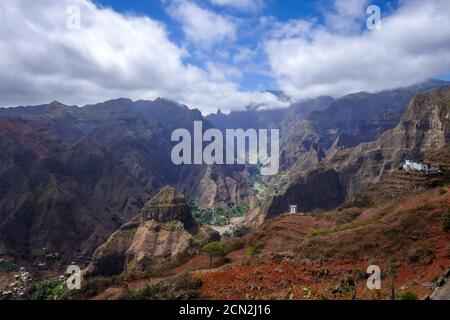 Mountains landscape panoramic view in Santo Antao island, Cape Verde Stock Photo