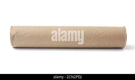 brown paper towel from a roll of kitchen towels Stock Photo