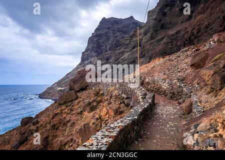 Cliffs and ocean view in Santo Antao island, Cape Verde Stock Photo