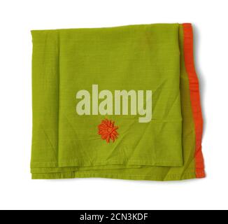 folded green cotton fabric isolated on white background Stock Photo