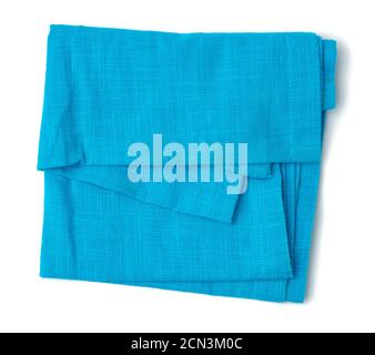 folded blue cotton fabric isolated on white background Stock Photo