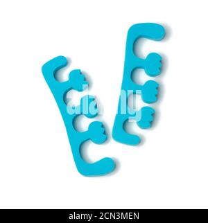 neoprene blue toe holders for pedicure isolated on white background Stock Photo