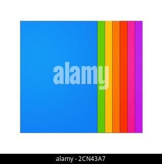 Colorful rainbow Blank A4 paper sheet range on white background Stock Photo