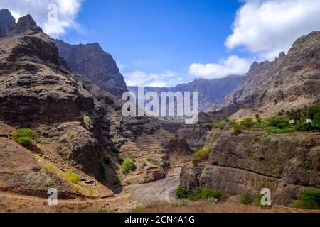 Mountains landscape in Santo Antao island, Cape Verde Stock Photo