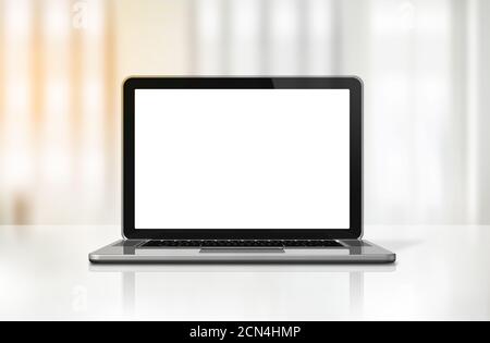 Laptop computer on office desk Stock Photo