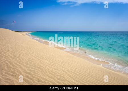 Ponta preta beach and dune in Santa Maria, Sal Island, Cape Verde Stock Photo