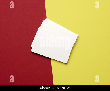 stack of rectangular white paper blank business cards Stock Photo