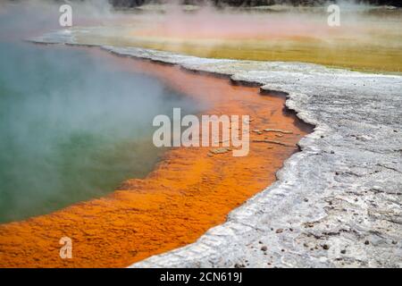 Champagne Pool geothermal pond in the Waiotapu region of New Zealand Stock Photo