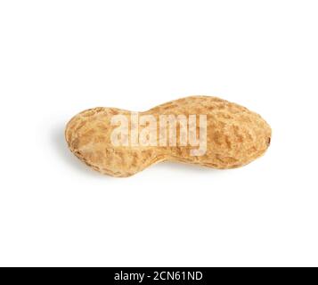 whole peanuts in shell, food isolated on white background Stock Photo