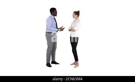 African american businessman explaining something to his collegu Stock Photo