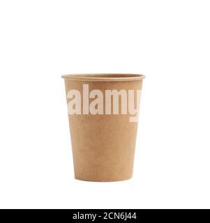 paper brown cup for hot takeaway drinks isolated on a white background Stock Photo