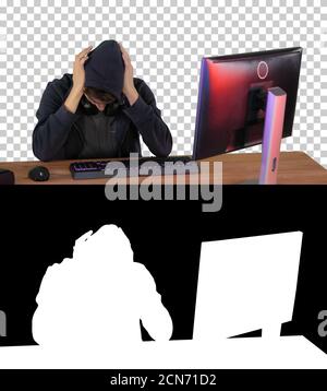 Stressed tired out of work, Development Programmer, Alpha Channe Stock Photo