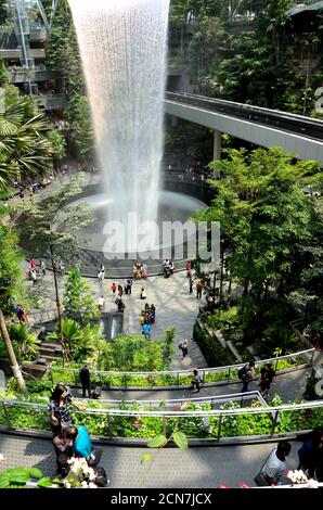 The Jewel waterfall monorail gardens and visitors Changi Airport ...