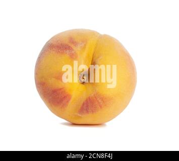 whole ripe yellow peach isolated on a white background Stock Photo