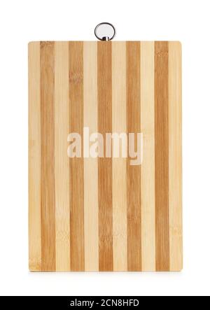new rectangular striped kitchen cutting board isolated on white background Stock Photo