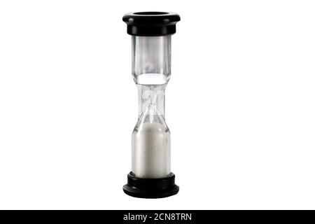 time is up in sandglass. Hourglass isolated on white background Stock Photo