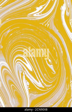 abstract yellow marble background, swirls texture pattern. Stock Photo
