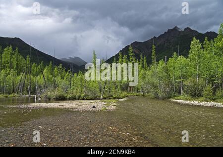 River in the Eastern Sayan Mountains Stock Photo