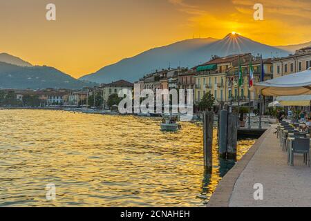 Sunset in Saló at Lake Garda, Italy Stock Photo