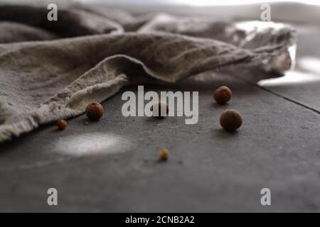 Natural fabric background. Beautiful gray linen. Free space for text. Stock Photo