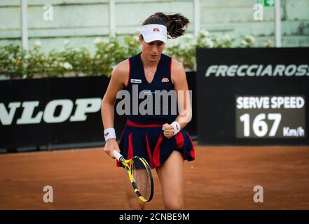 Johanna Konta of Great Britain in action during her second-round match at the 2020 Internazionali BNL d'Italia WTA Premier 5 tennis tournament on Sept