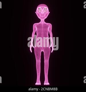 alien posing in the dark 3d illustration Stock Photo