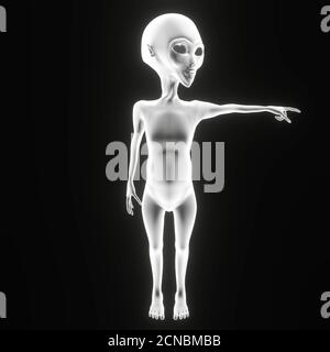 alien posing in the dark 3d illustration Stock Photo