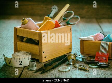 Sewing tools Stock Photo