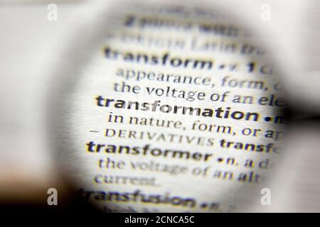 The word or phrase Transformation in a dictionary Stock Photo